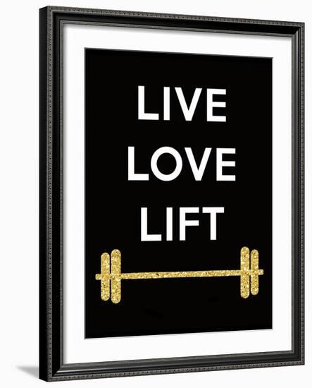 Live Love Lift-Peach & Gold-Framed Art Print