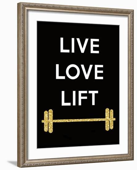 Live Love Lift-Peach & Gold-Framed Art Print