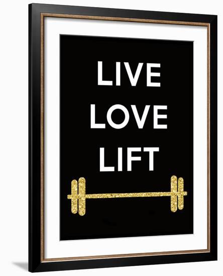 Live Love Lift-Peach & Gold-Framed Art Print