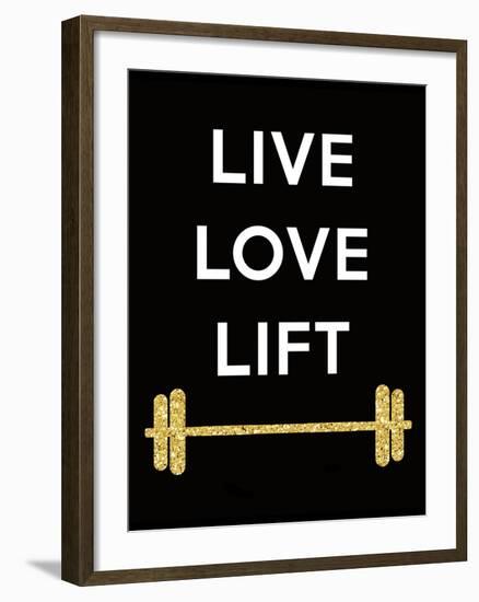 Live Love Lift-Peach & Gold-Framed Art Print