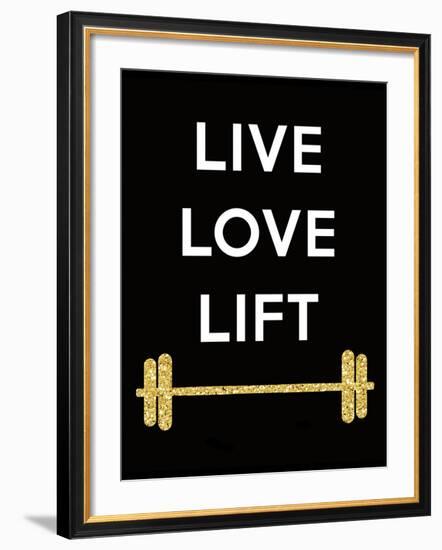 Live Love Lift-Peach & Gold-Framed Art Print