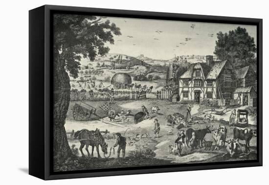 'Lively Activity on an Eighteenth-Century Farm', (1938)-Anon-Framed Premier Image Canvas