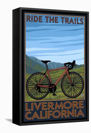 Livermore, California - Mountain Bike Scene-Lantern Press-Framed Stretched Canvas