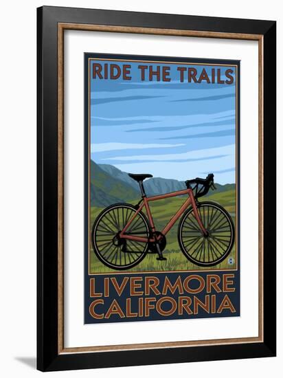 Livermore, California - Mountain Bike Scene-Lantern Press-Framed Art Print