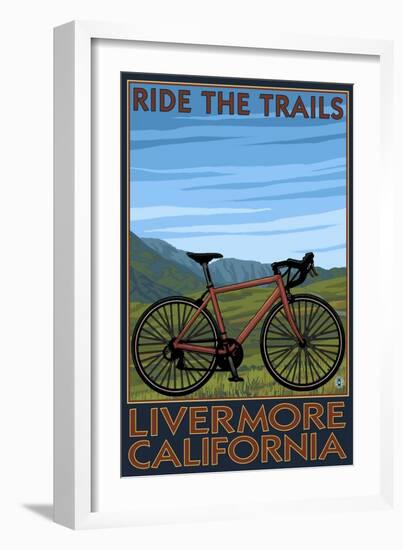 Livermore, California - Mountain Bike Scene-Lantern Press-Framed Art Print