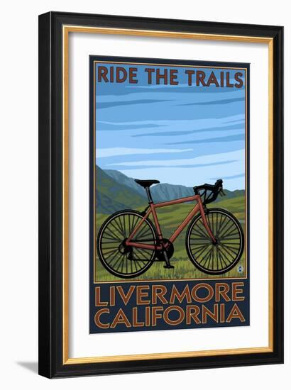 Livermore, California - Mountain Bike Scene-Lantern Press-Framed Art Print