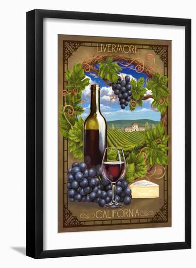 Livermore, California - Pinot Noir-Lantern Press-Framed Art Print