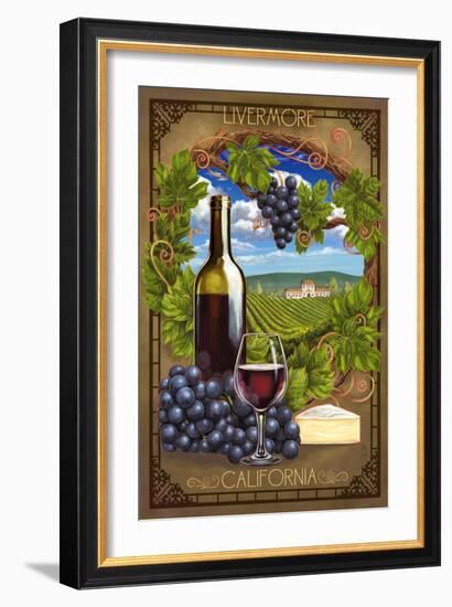 Livermore, California - Pinot Noir-Lantern Press-Framed Art Print