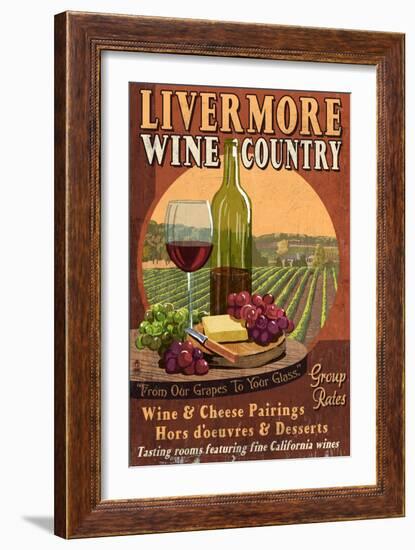 Livermore, California - Wine-Lantern Press-Framed Art Print