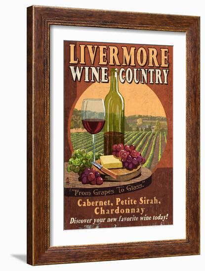 Livermore, California - Wine-Lantern Press-Framed Art Print