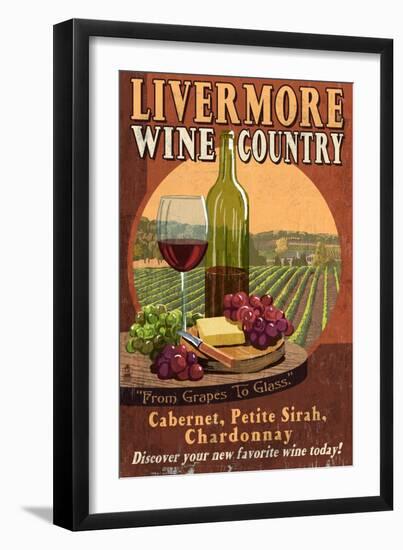 Livermore, California - Wine-Lantern Press-Framed Art Print