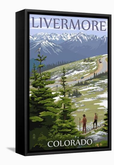 Livermore, Colorado - Hiking Scene-Lantern Press-Framed Stretched Canvas