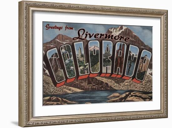 Livermore, Colorado - Large Letter Scenes-Lantern Press-Framed Art Print