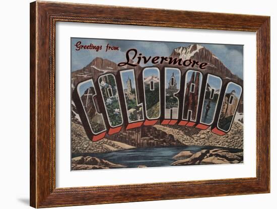 Livermore, Colorado - Large Letter Scenes-Lantern Press-Framed Art Print