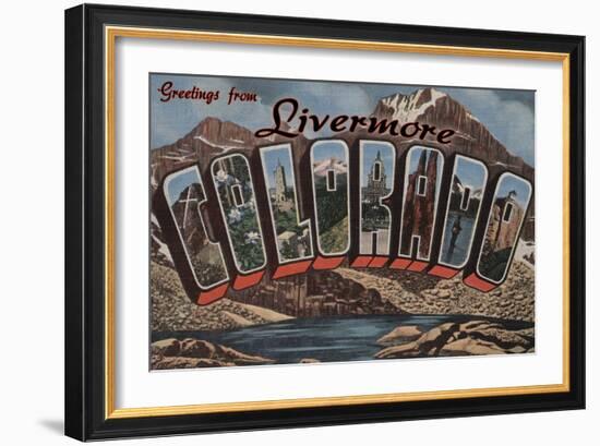 Livermore, Colorado - Large Letter Scenes-Lantern Press-Framed Art Print