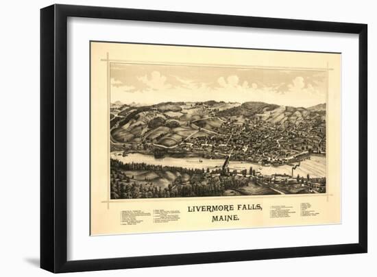 Livermore Falls, Maine - Panoramic Map-Lantern Press-Framed Art Print