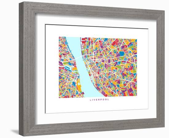 Liverpool England City Street Map-Michael Tompsett-Framed Art Print