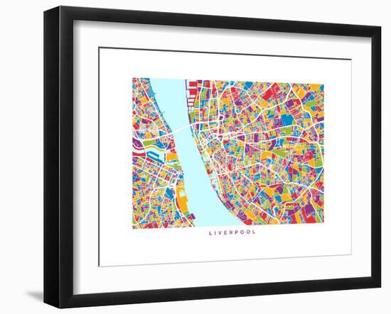 Liverpool England City Street Map-Michael Tompsett-Framed Art Print