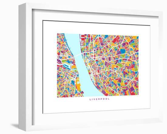 Liverpool England City Street Map-Michael Tompsett-Framed Art Print