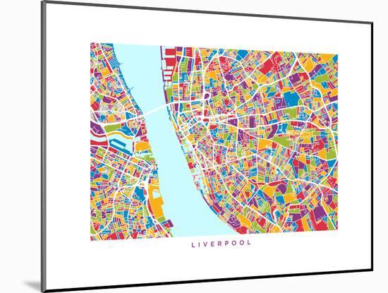 Liverpool England City Street Map-Michael Tompsett-Mounted Art Print