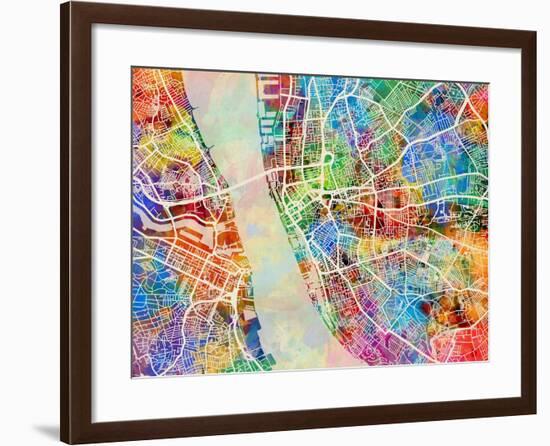 Liverpool England City Street Map-Michael Tompsett-Framed Art Print