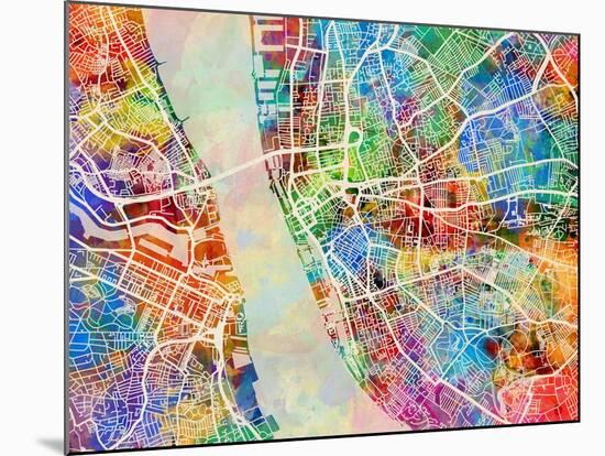 Liverpool England City Street Map-Michael Tompsett-Mounted Art Print