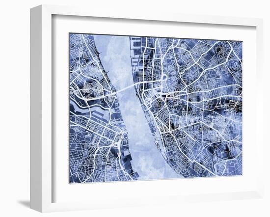 Liverpool England City Street Map-Michael Tompsett-Framed Art Print