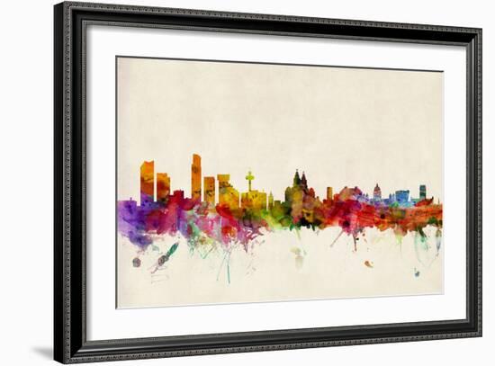 Liverpool England Skyline-Michael Tompsett-Framed Art Print