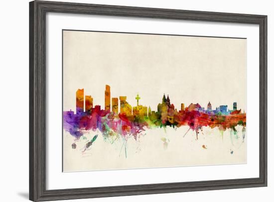 Liverpool England Skyline-Michael Tompsett-Framed Art Print