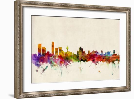 Liverpool England Skyline-Michael Tompsett-Framed Art Print