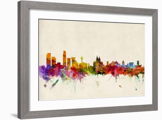 Liverpool England Skyline-Michael Tompsett-Framed Art Print