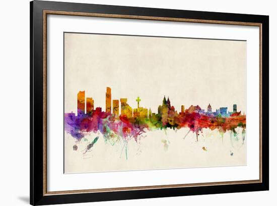 Liverpool England Skyline-Michael Tompsett-Framed Art Print