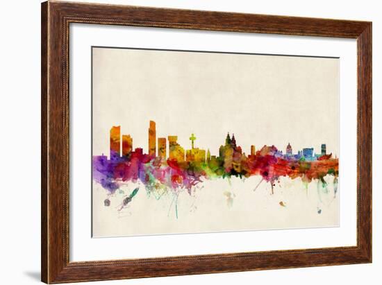 Liverpool England Skyline-Michael Tompsett-Framed Art Print