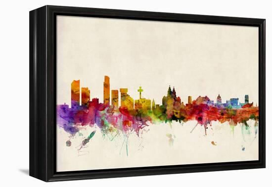Liverpool England Skyline-Michael Tompsett-Framed Stretched Canvas