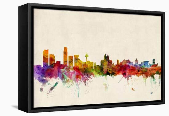 Liverpool England Skyline-Michael Tompsett-Framed Stretched Canvas