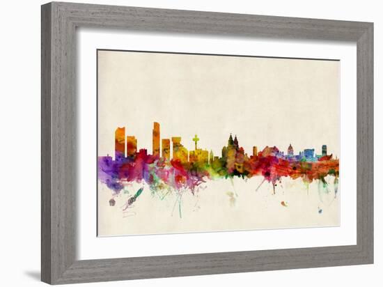 Liverpool England Skyline-Michael Tompsett-Framed Art Print