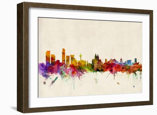 Liverpool England Skyline-Michael Tompsett-Framed Art Print