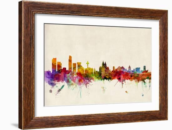 Liverpool England Skyline-Michael Tompsett-Framed Art Print