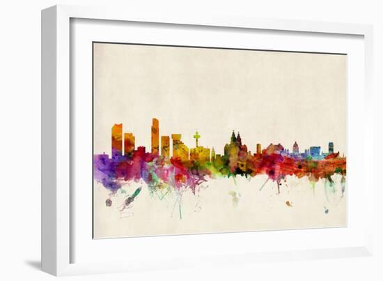 Liverpool England Skyline-Michael Tompsett-Framed Art Print