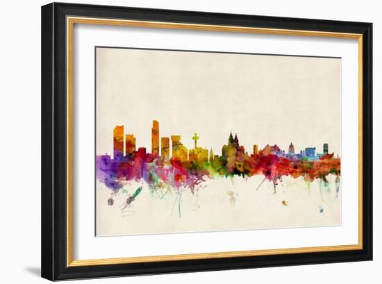 Liverpool England Skyline-Michael Tompsett-Framed Art Print