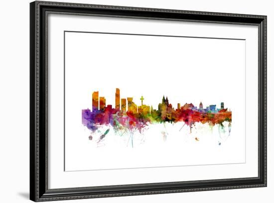 Liverpool England Skyline-Michael Tompsett-Framed Art Print