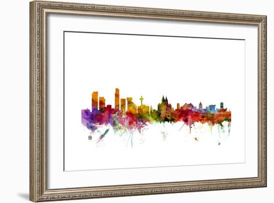 Liverpool England Skyline-Michael Tompsett-Framed Art Print