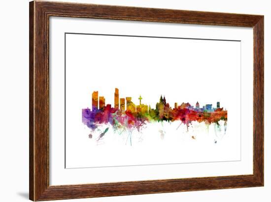 Liverpool England Skyline-Michael Tompsett-Framed Art Print