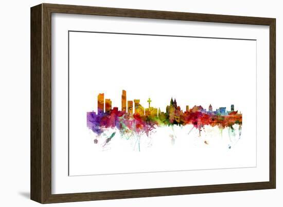 Liverpool England Skyline-Michael Tompsett-Framed Art Print