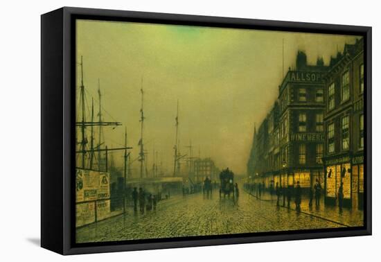 Liverpool Quay by Moonlight-Atkinson Grimshaw-Framed Premier Image Canvas