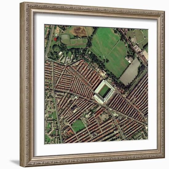 Liverpool's Anfield Stadium, Aerial View-Getmapping Plc-Framed Premium Photographic Print