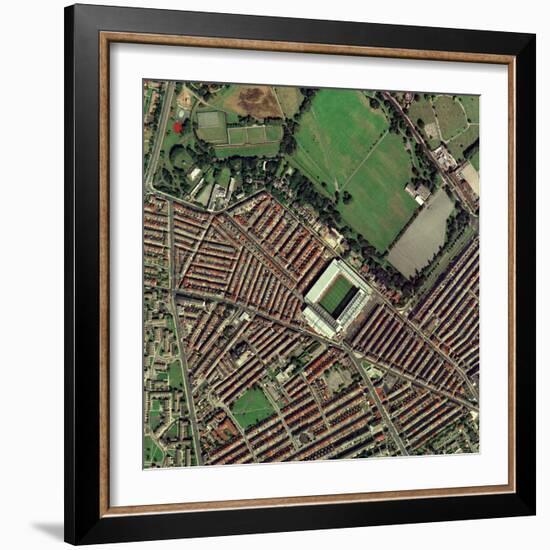 Liverpool's Anfield Stadium, Aerial View-Getmapping Plc-Framed Premium Photographic Print