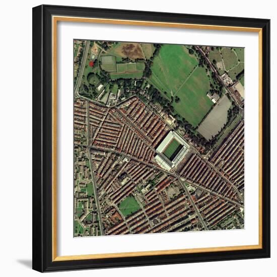 Liverpool's Anfield Stadium, Aerial View-Getmapping Plc-Framed Premium Photographic Print