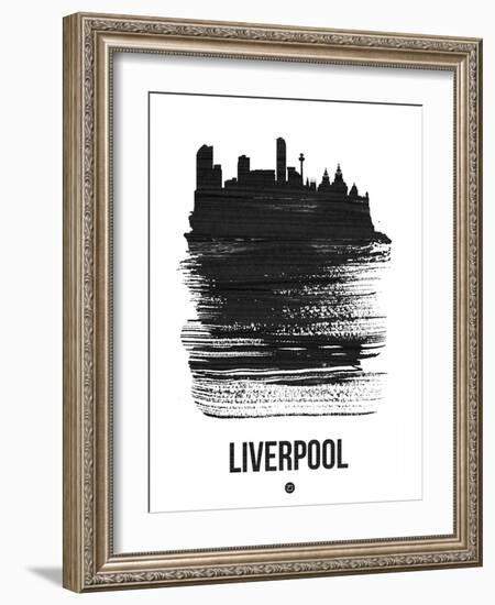 Liverpool Skyline Brush Stroke - Black-NaxArt-Framed Art Print