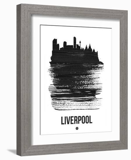 Liverpool Skyline Brush Stroke - Black-NaxArt-Framed Art Print